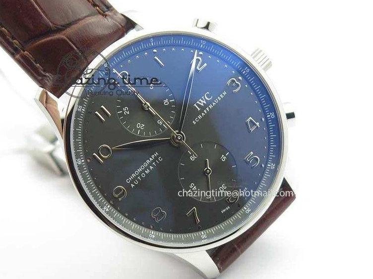 MIROTIME 0721 Supportive Portuguese Chrono IW371431 ZF 1:1 Best Edition Gray Dial On Brown Leather Strap A79350 (Slim Movement) 7261